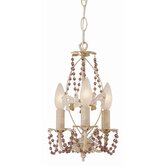 Crystal Flair   Mini Chandelier with Purple Crystal Beads in Antique White
