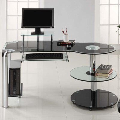 Innovex Home Products DP1025 Orbit Black Fusion Glass Desk
