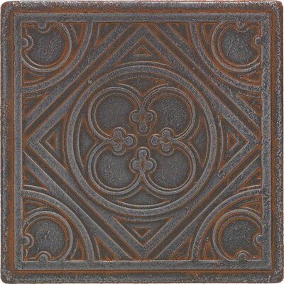 Daltile Castle Metals 4-1/4 in. x 4-1/4 in. Wrought Iron Metal Clover Insert Wall Tile CM0244DECOA1P