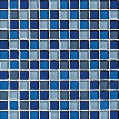 Glass Reflections 12 x 12 Glossy Mosaic Tile Blend in Caribbean Surf