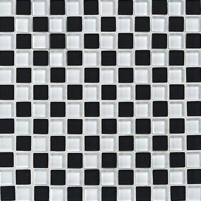 Daltile Glass Reflections 12 in. x 12 in. Check Mate Glass Mesh-Mounted Mosaic Tile GR2611CKBDMS1P