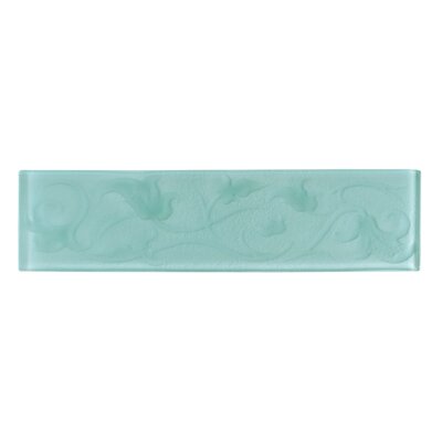 Molten Glass 3 x 12 Jasmine Decorative Accent Strip in Aqua Mist