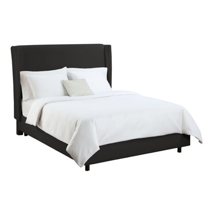 Upholstered Wingback Bed Size: King, Color: Black