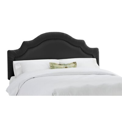 Arc Notched Border Headboard in Shantung Black Size: Queen