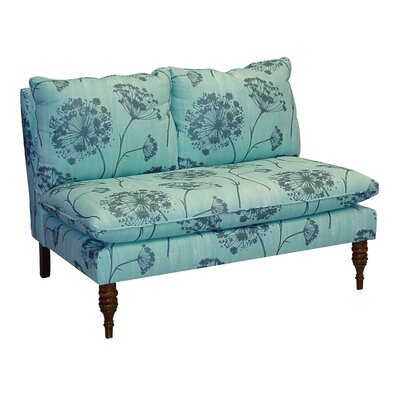 Skyline Furniture Settee with Queen Anne Lace Style in Aqua