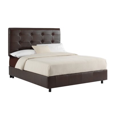 Tufted Leather Bed in Brown Size: California King