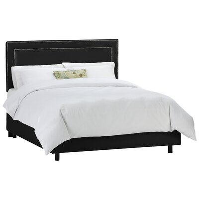 Nail Button Border Bed in Shantung Black Size: Full