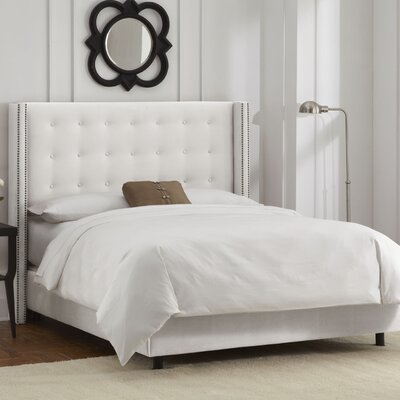 BRVelvet Nail Button Tufted Wingback Bed Size: Full, Color: White