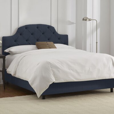 Linen Curved Tufted Bed Size: Twin, Color: Navy