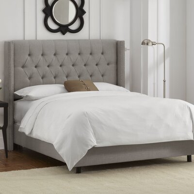 Tufted Wingback Bed Size: Full, Color: Grey