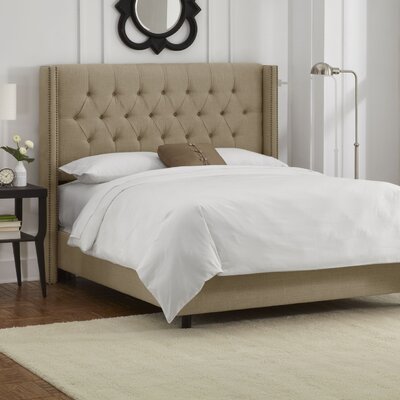 Tufted Wingback Bed Size: King, Color: Sandstone