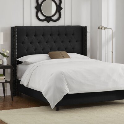 Tufted Wingback Bed Color: Black, Size: King
