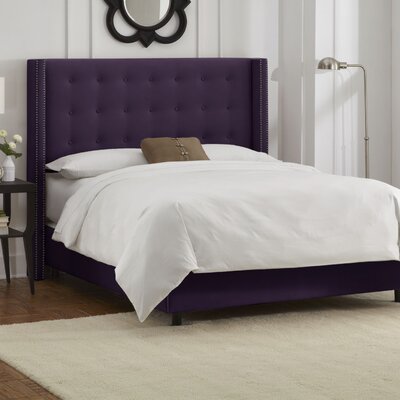 BRVelvet Nail Button Tufted Wingback Bed Size: Full, Color: Aubergine