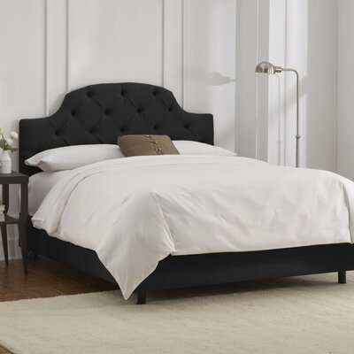 Linen Curved Tufted Bed Size: Twin, Color: Black