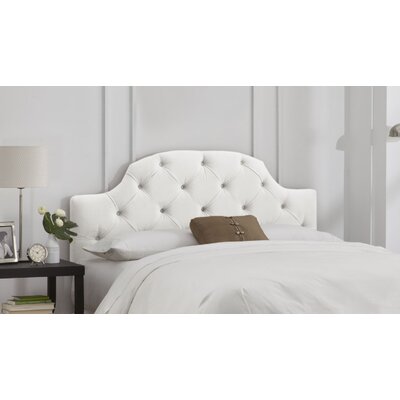 Velvet Curved Tufted Headboard Size: Twin, Color: White