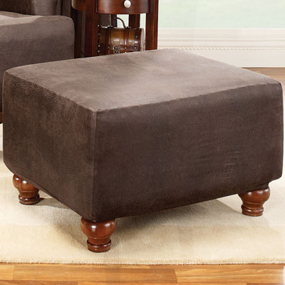 Sure Fit Stretch Leather Ottoman Slipcover in Brown