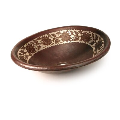 Silver Etched Floral Oval Copper Undermount Sink