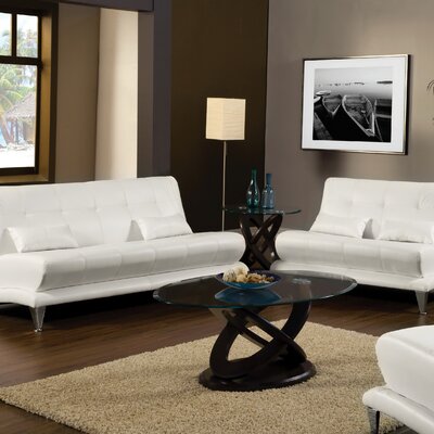 Sewell Leatherette Sofa and Loveseat Set Color: White