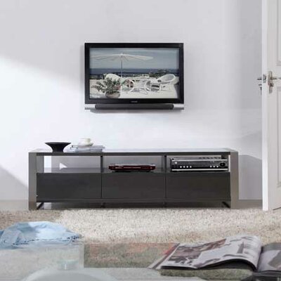 B-Modern 'Adrianna' Grey High-Gloss Stainless Steel TV Stand