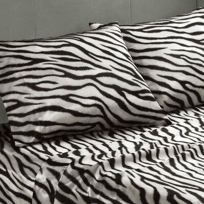 Premier Comfort Textured Satin Zebra Print Sheet Set Multi King