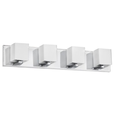 Dainolite Frosted Glass Four Light Bath Vanity in Polished Chrome