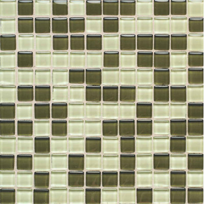 Legacy Glass 1 x 1 Mosaic Tile in Green Blend
