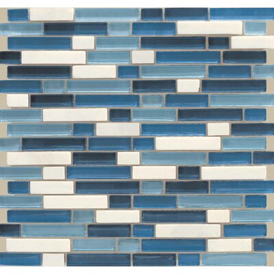 Legacy Glass 5/8 x Random Linear Glass & Stone Mosaic Tile in Ocean Blend