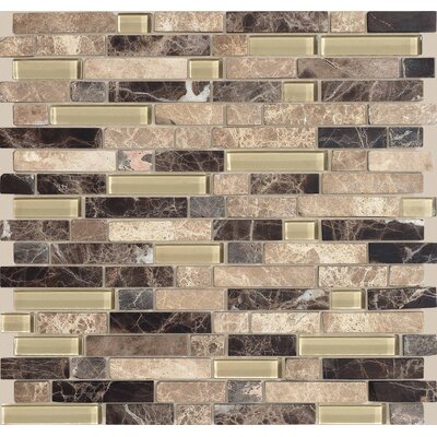 Legacy Glass 5/8 x Random Linear Glass & Stone Mosaic Tile in Tannery Blend