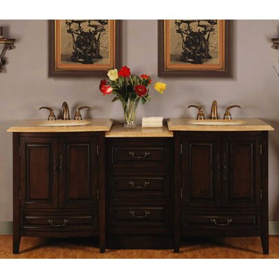 72 Evelyn - Double Sink Bathroom Vanity Stone Top Cabinet w/ LED