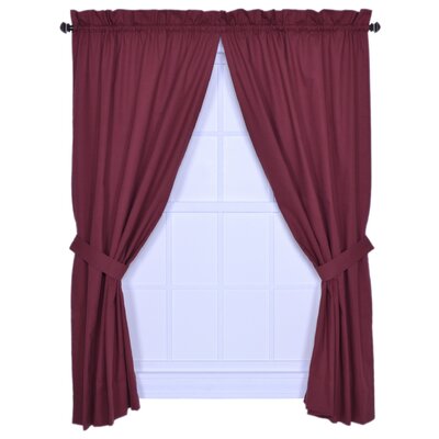Ellis Curtain Logan Solid Color Tailored Panel Pair Curtains with Tiebacks in Red