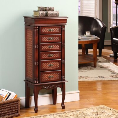 Standing Mirror Armoire on Mandalay Classic Six Drawer Jewelry Armoire In Light Brown