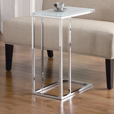 Monarch Specialties Chrome Metal Accent Table With Tempered Glass White