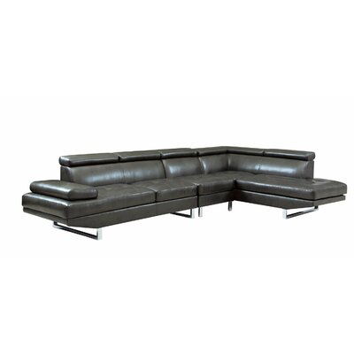 Howard Bonded Leather Sectional Color: Charcoal