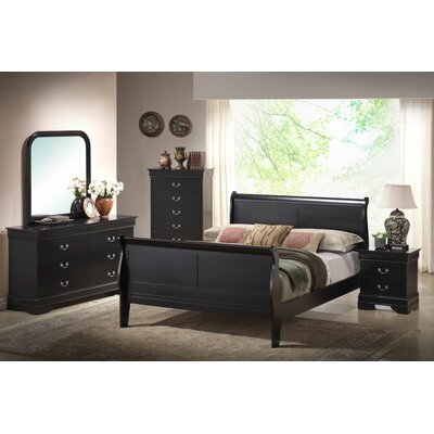 Greenville Sleigh Bed Size: King, Finish: Black