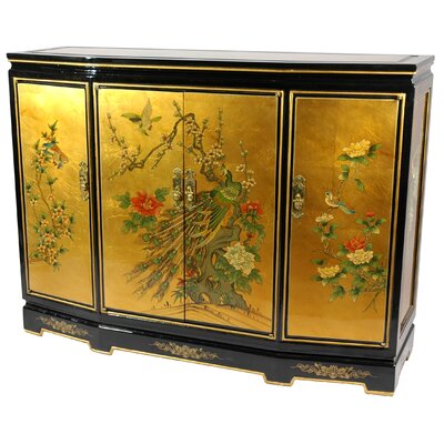 Oriental Furniture LCQ-35-GL - Gold Leaf Slant Front Cabinet: LCQ-5-GP
