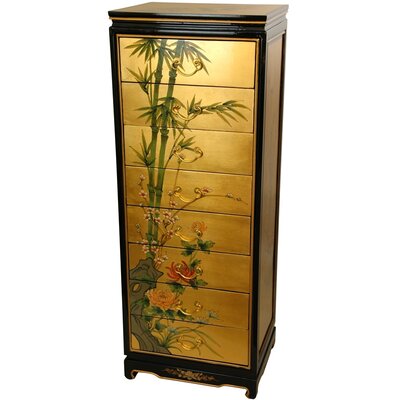 Oriental Furniture Lacquer Black and Gold Lingerie Chest LCQ-8CAB-GPB