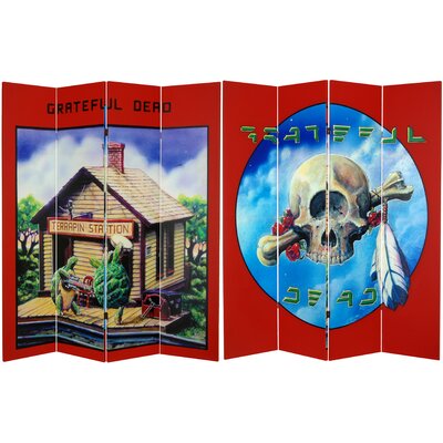 Oriental Furniture 6 ft. Tall Double Sided Grateful Dead Terrapin Station Canvas Room Divider Multi