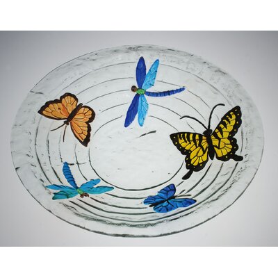 Butterfly and Dragonfly Bird Bath in Glass (Set of 2)