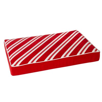 Bowsers Pet Products 11452 30 in. x 40 in. x 5 in. Holiday Isotonic Memory Foam Mattress Peppermint Stripe Candy Cane Red