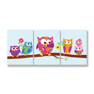 Owls on Branch Wall Hanging - Set of 3