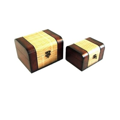 Keystone Decorative Mahogany and Yellow Jewelry Box - Set of 2