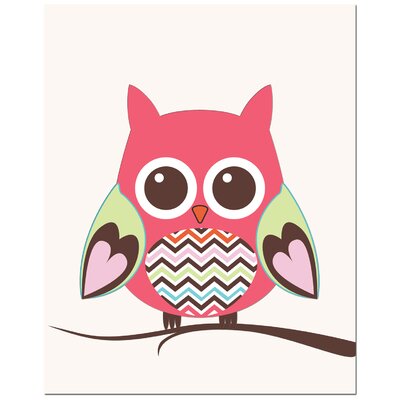ZigZag Belly Owl on Tree Art Print Size: 8 H x 10 W