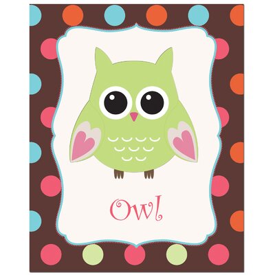 Solid Color Owl with Polka Dot Back Ground Art Print Size: 11 H x 14 W, Color: Green