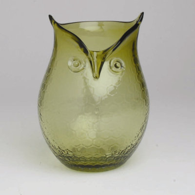 Tag Green Owl Glass Hurricane and Vase