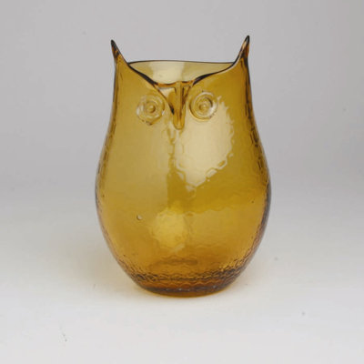 Tag Amber Owl Glass Hurricane and Vase