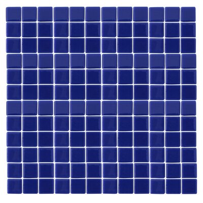 Monoz M-Blue 1 x 1 Recycled Glass Mosaic in Blue