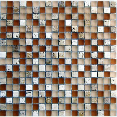 Desertz Rangipo 5/8 x 5/8 Stone and Glass Blend Mosaic in Beige Multi