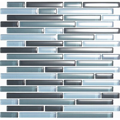 EPOCH Color Blends Gris-1600-S Gloss Strips Mosaic Glass Mesh Mounted Tile - 4 in. x 4 in. Tile Sample