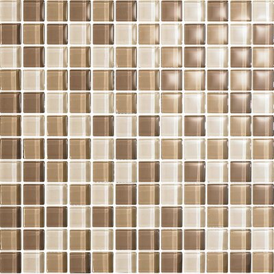 Color Blends Arena 1 x 1 Glossy Glass Mosaic in Beige Multi