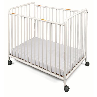 Foundations White Chelsea Compact Steel Non-Folding Crib with Slatted Ends
